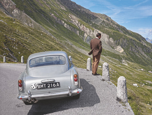 Poster: Sean Connery as James Bond with his Aston Martin DB5